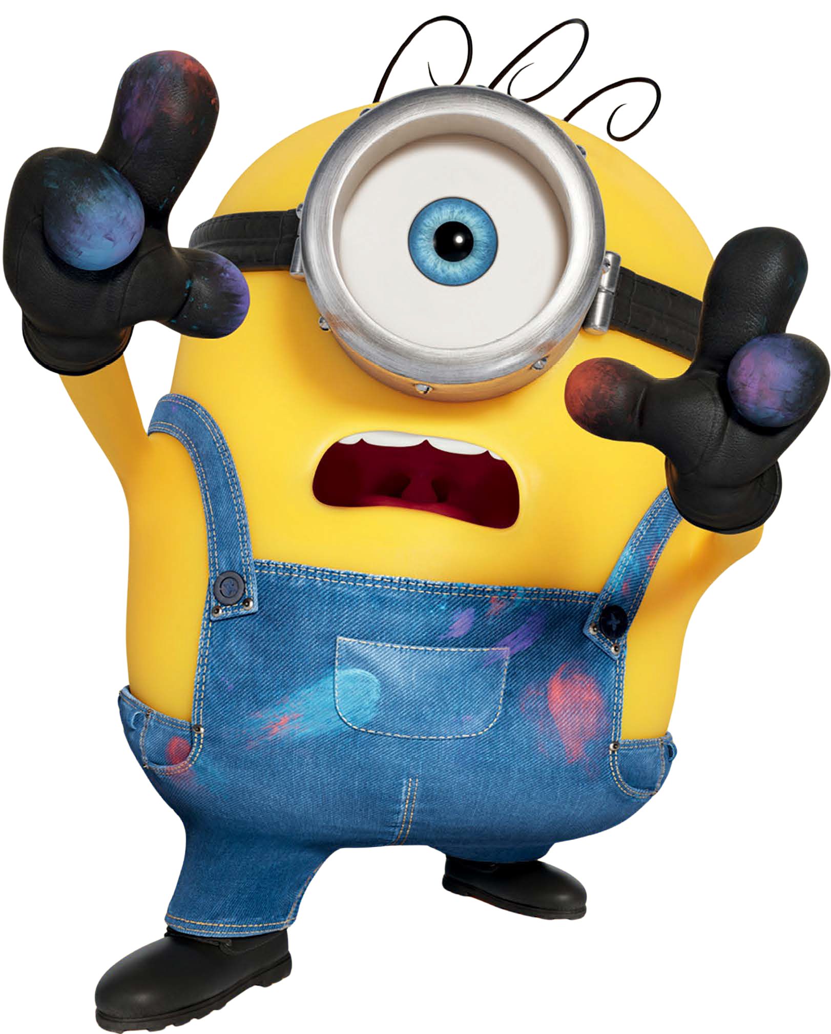 Minion mit bemalten Handschuhen